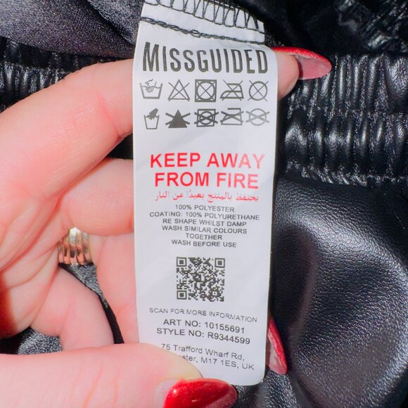 Missguided NWT Faux Leather Jogger Pants Black High Waist Pull On Elastic Cuff 8 - Picture 7 of 7